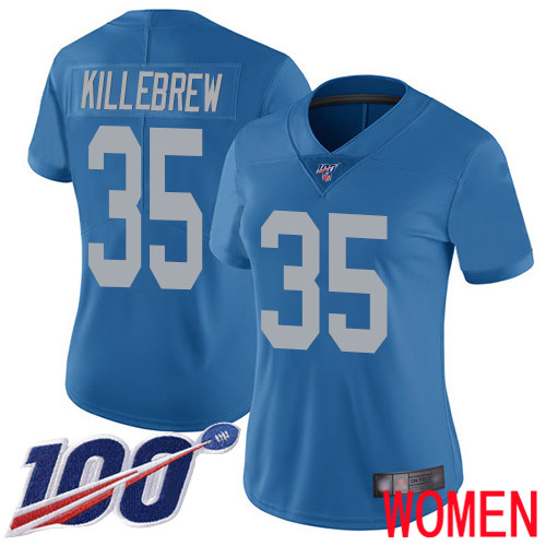 Detroit Lions Limited Blue Women Miles Killebrew Alternate Jersey NFL Football #35 100th Season Vapor Untouchable->women nfl jersey->Women Jersey